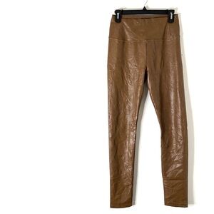 7 For All Mankind Brown Vegan Leather High Waist Stretch Pull-On Luxe Lined Pant